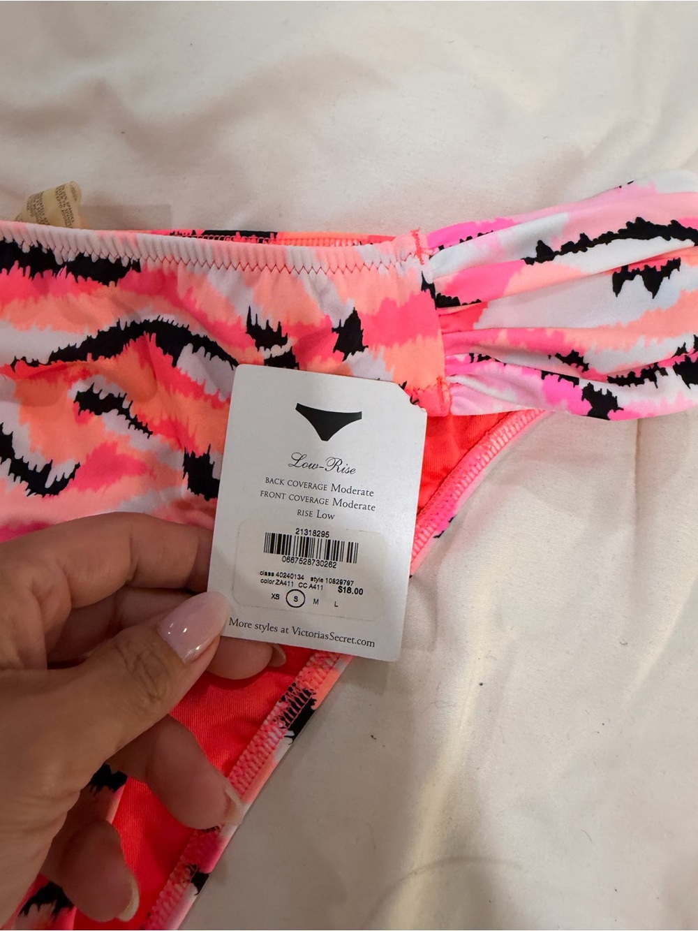 Victoria's Secret Neon Pink & Black Printed Bikini Bottom